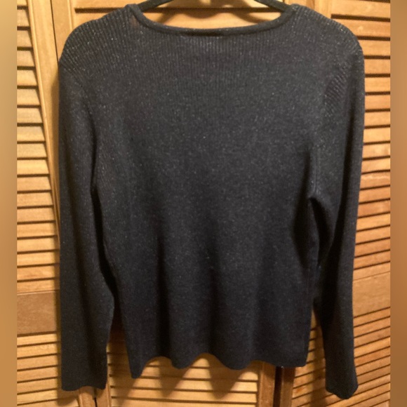 United States Sweaters Black with Silver Metallic Threads Cardigan - Picture 2 of 12